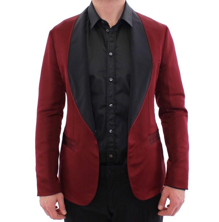 Red burgundy slim fit smoking blazer