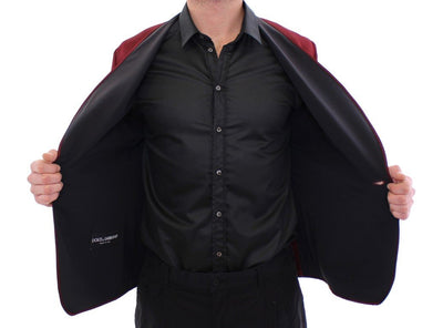 Red burgundy slim fit smoking blazer