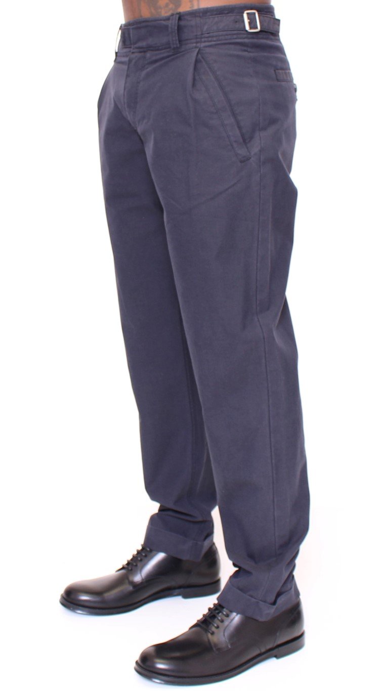 Blue Regular Fit Cotton Casual Pants