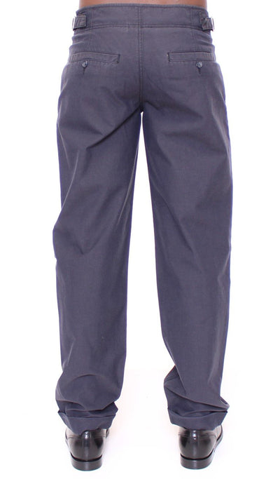 Blue Regular Fit Cotton Casual Pants