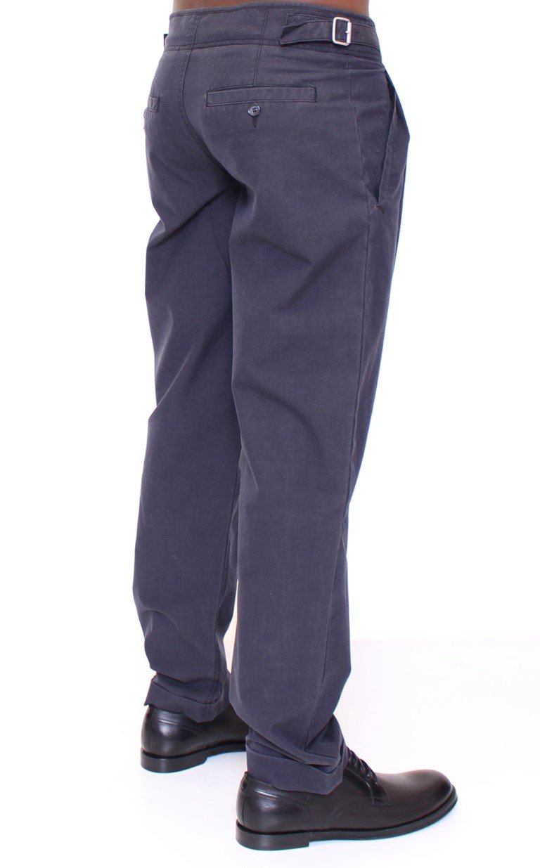 Blue Regular Fit Cotton Casual Pants