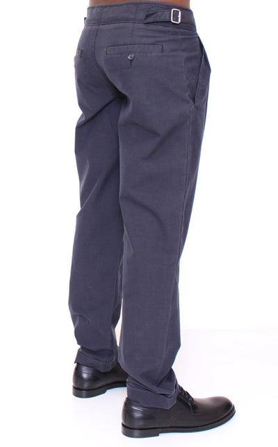 Blue Regular Fit Cotton Casual Pants