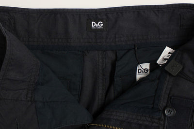Blue Regular Fit Cotton Casual Pants