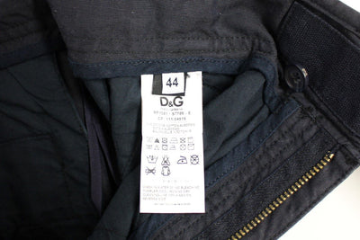 Blue Regular Fit Cotton Casual Pants