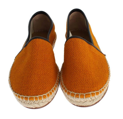 Orange Woven Linen Loafers Espadrilles Shoes