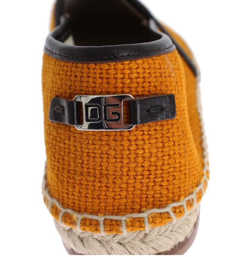Orange Woven Linen Loafers Espadrilles Shoes