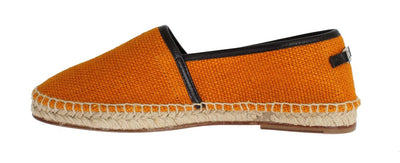 Orange Woven Linen Loafers Espadrilles Shoes