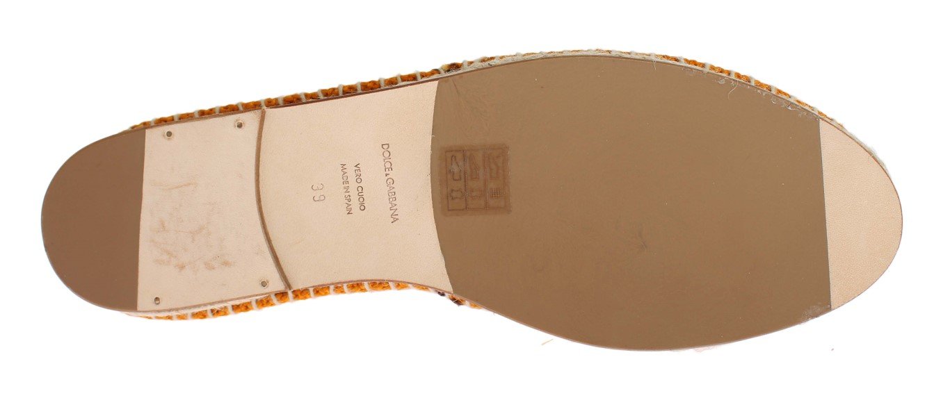Orange Woven Linen Loafers Espadrilles Shoes
