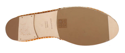 Orange Woven Linen Loafers Espadrilles Shoes