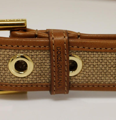 Brown Leather Gold Logo Belt