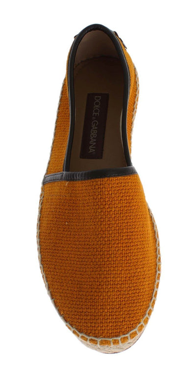 Orange Woven Linen Loafers Espadrilles Shoes