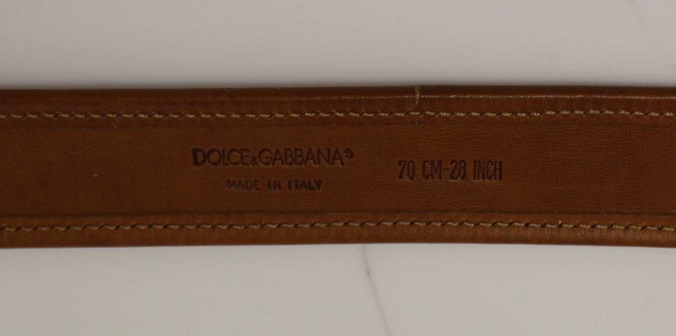 Brown Leather Gold Logo Belt
