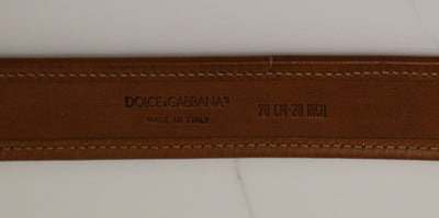 Brown Leather Gold Logo Belt