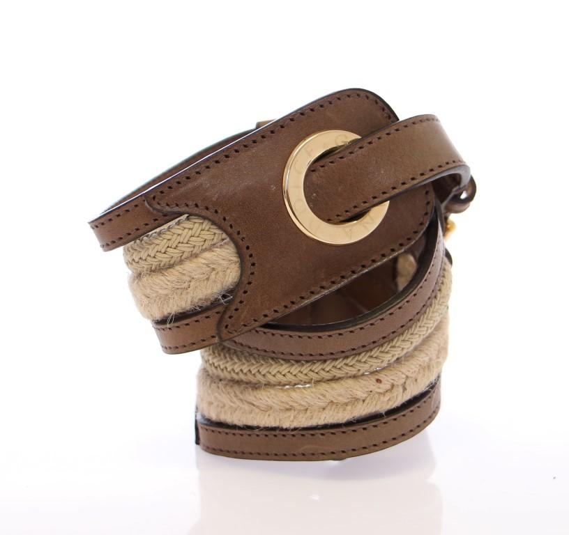 Brown Leather Logo Waist Belt