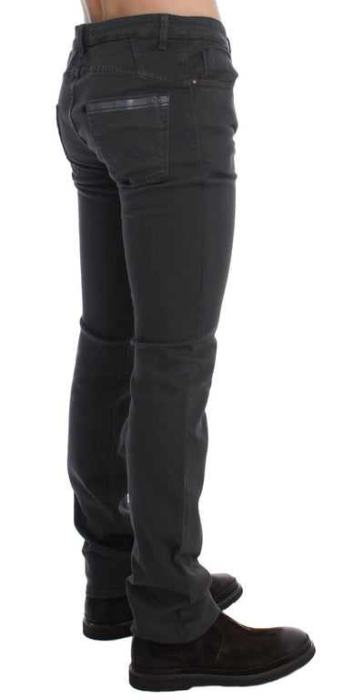 Gray Slim Fit Cotton Stretch Pants Jeans