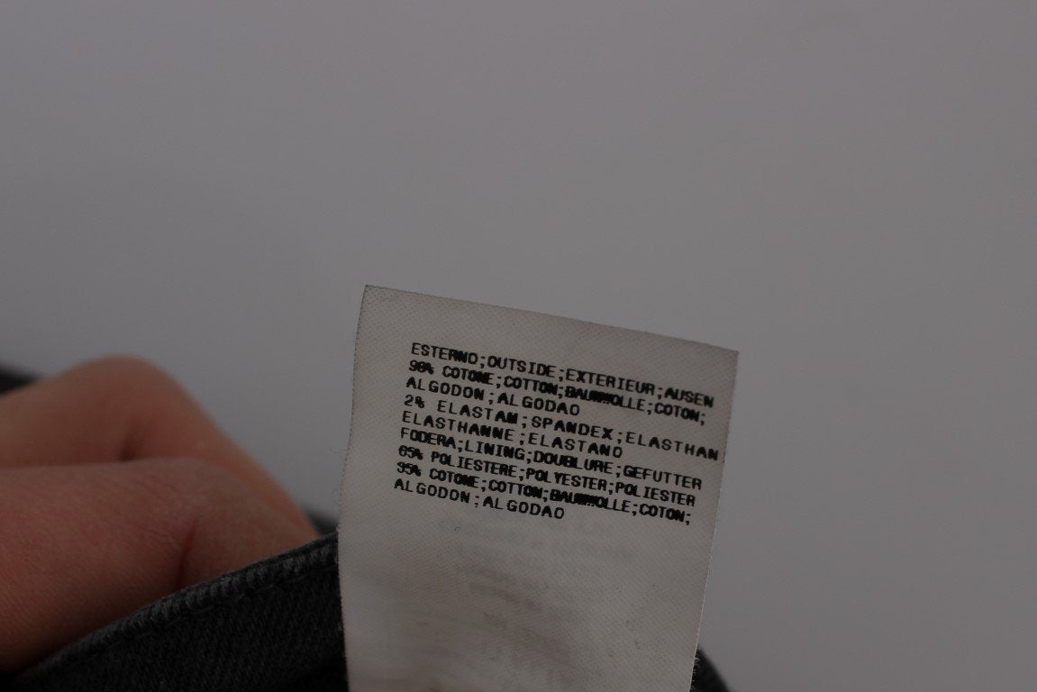 Gray Slim Fit Cotton Stretch Pants Jeans
