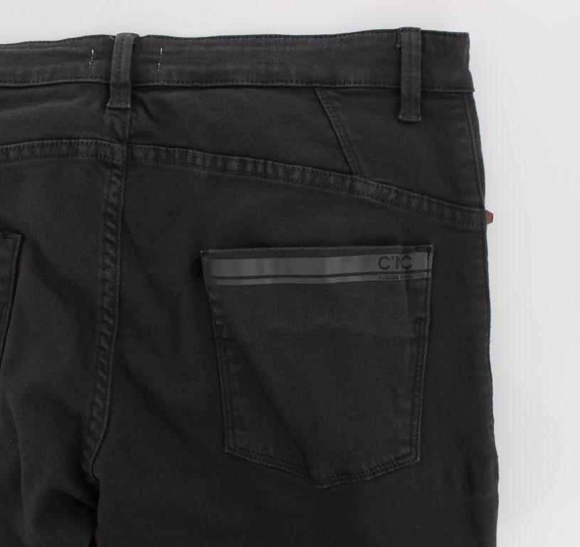 Gray Slim Fit Cotton Stretch Pants Jeans