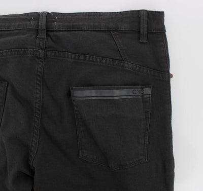 Gray Slim Fit Cotton Stretch Pants Jeans