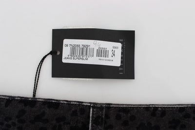Gray Blue Leopard Slim Fit Pants Jeans