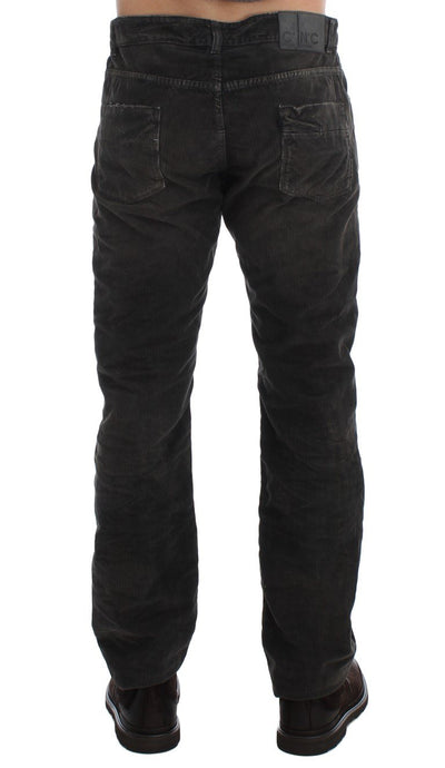 Gray Corduroy Regular Fit Pants Jeans