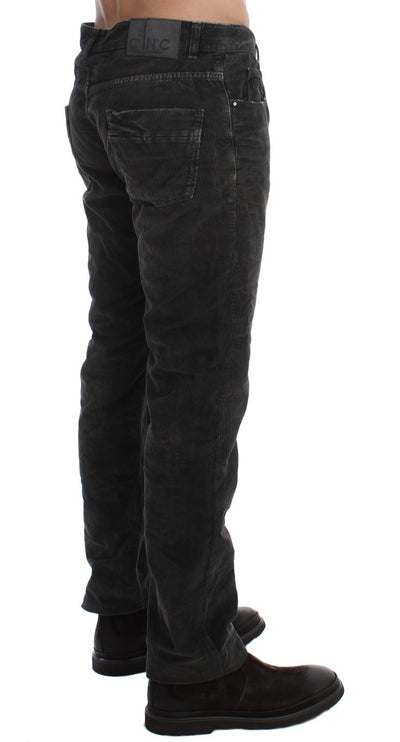 Gray Corduroy Regular Fit Pants Jeans