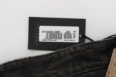 Gray Corduroy Regular Fit Pants Jeans