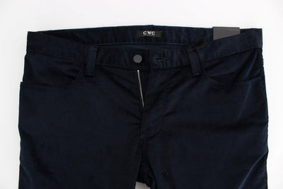 Blue Corduroy Slim Fit Pants Jeans