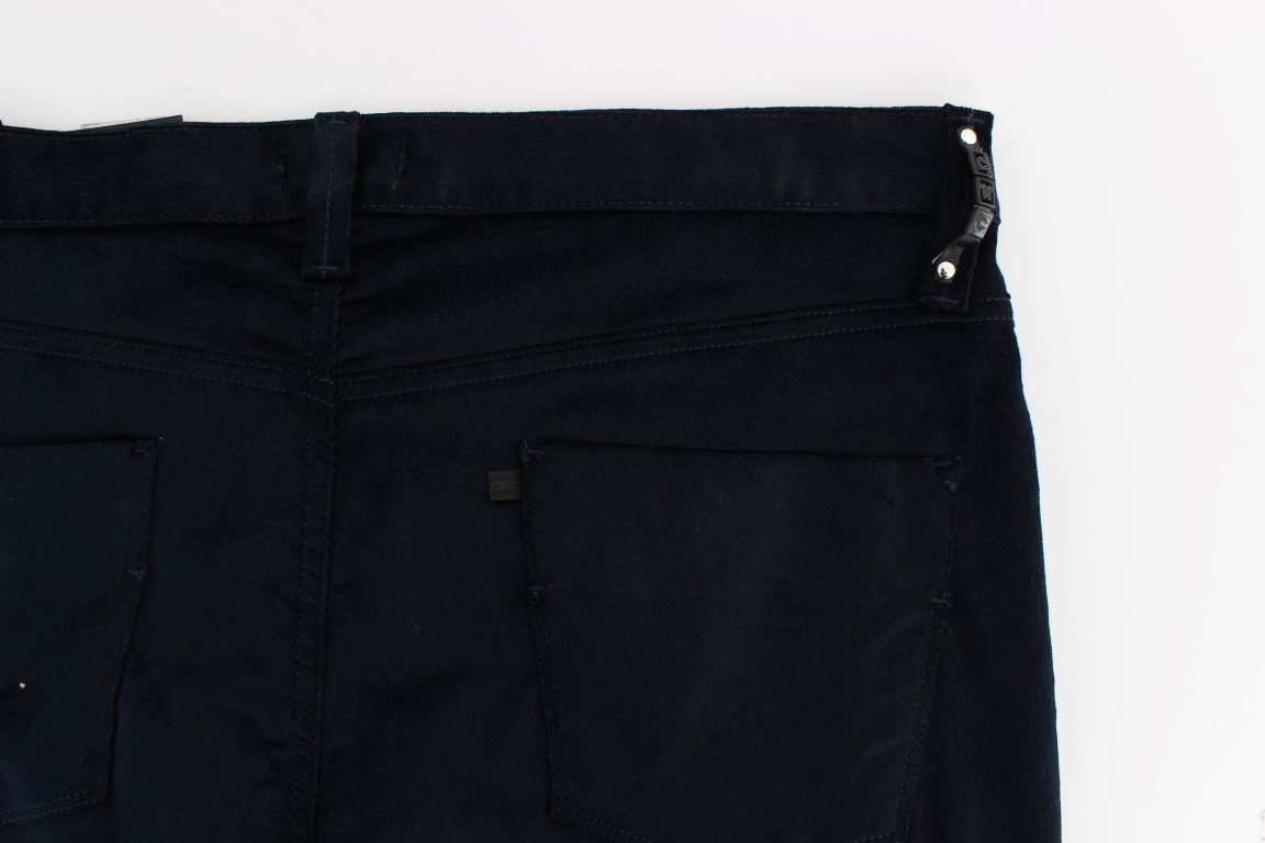 Blue Corduroy Slim Fit Pants Jeans