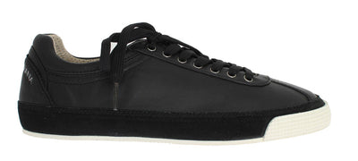 Black Leather Logo Sneakers Shoes