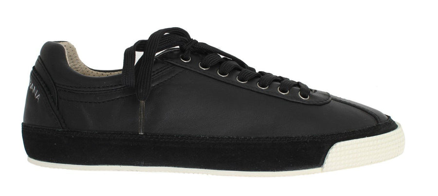 Black Leather Logo Sneakers Shoes