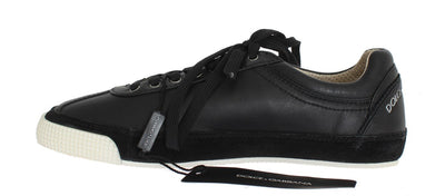 Black Leather Logo Sneakers Shoes