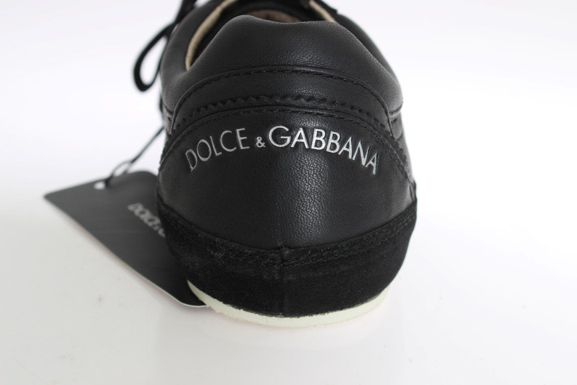 Black Leather Logo Sneakers Shoes