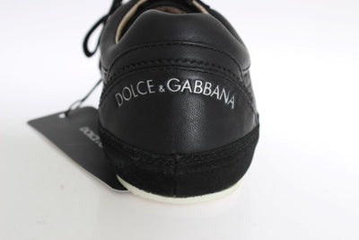 Black Leather Logo Sneakers Shoes