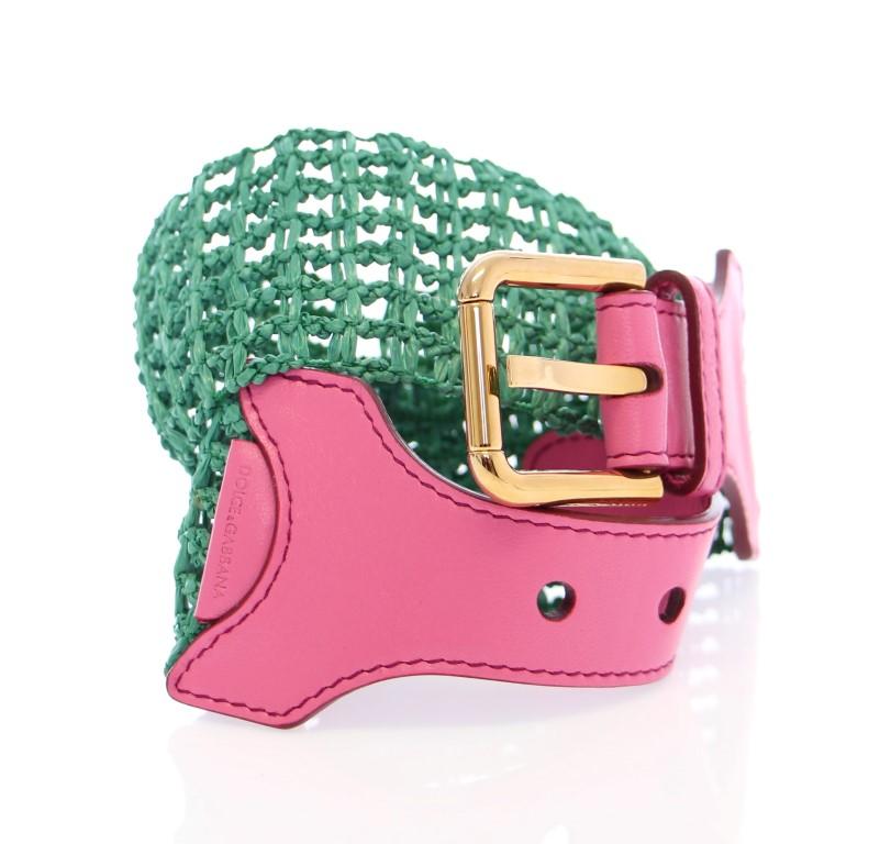 Multicolor Leather Logo Waist Belt