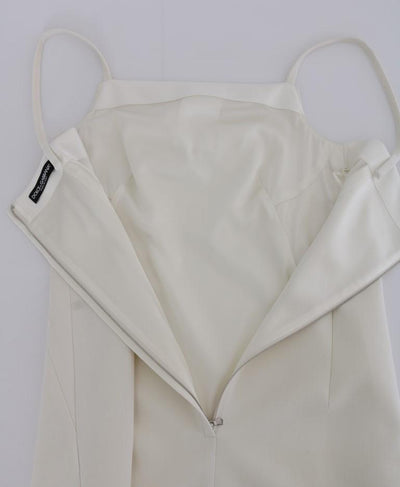 White Wool Stretch Brooch Shift Dress