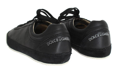 Black Leather Logo Sneakers Shoes