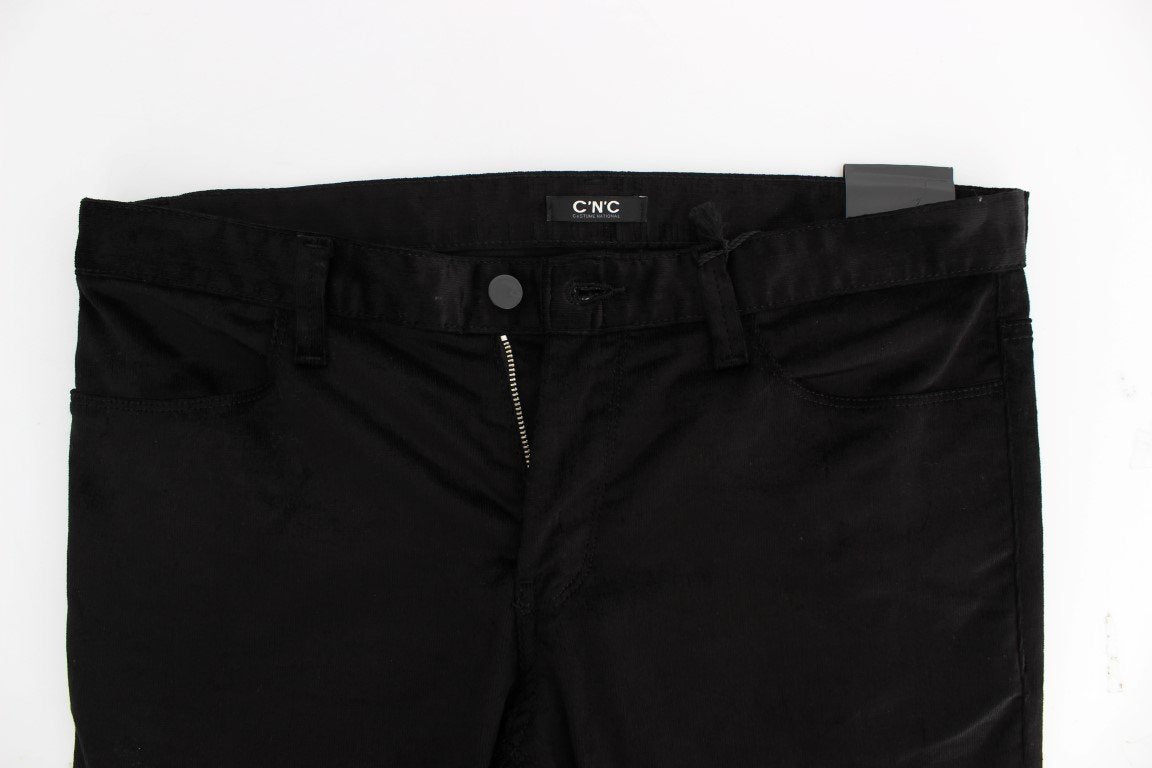 Black Corduroy Slim Fit Pants Jeans
