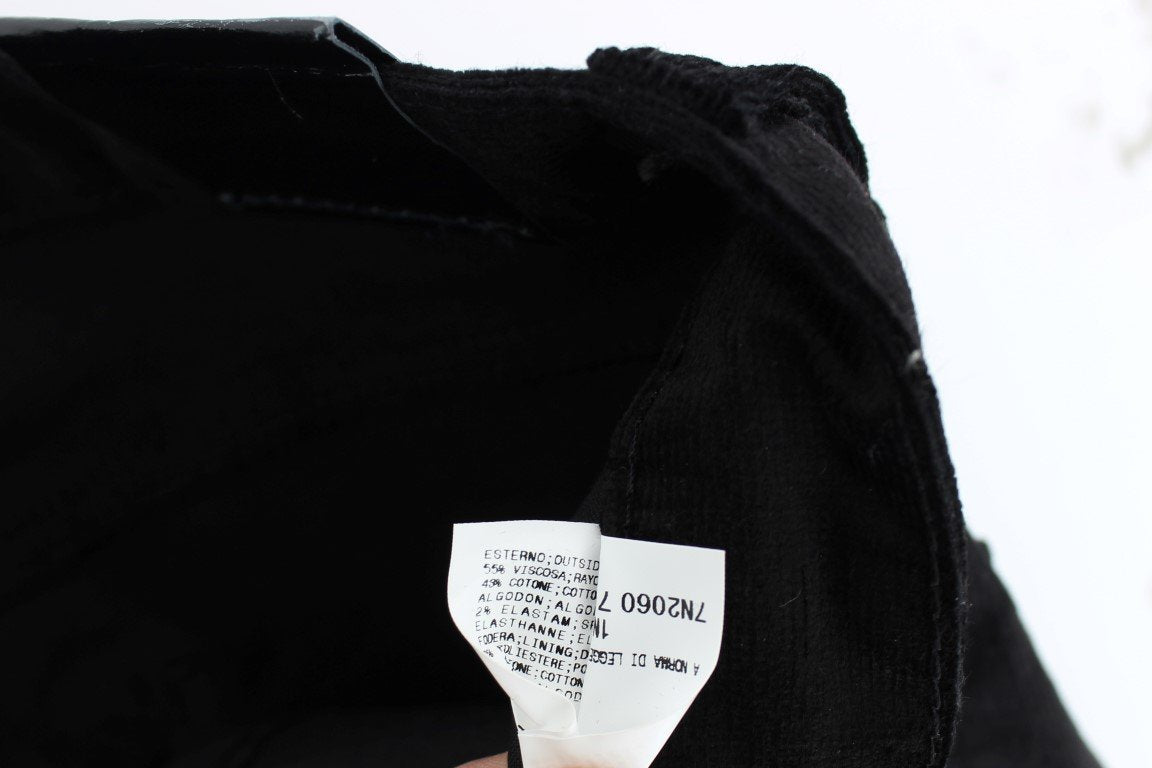 Black Corduroy Slim Fit Pants Jeans