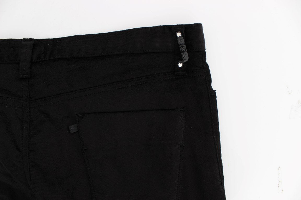 Black Corduroy Slim Fit Pants Jeans