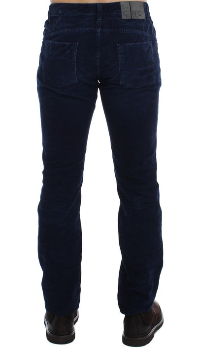 Blue Corduroy Slim Fit Pants Jeans