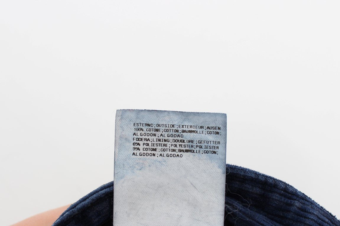 Blue Corduroy Slim Fit Pants Jeans