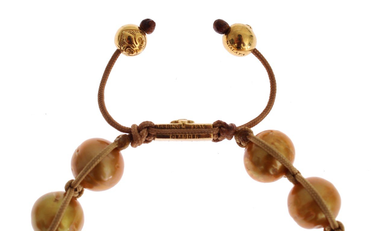 Clear CZ Pearls Gold 925 Silver Bracelet