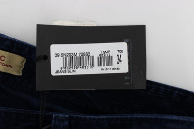 Blue Corduroy Slim Fit Pants Jeans
