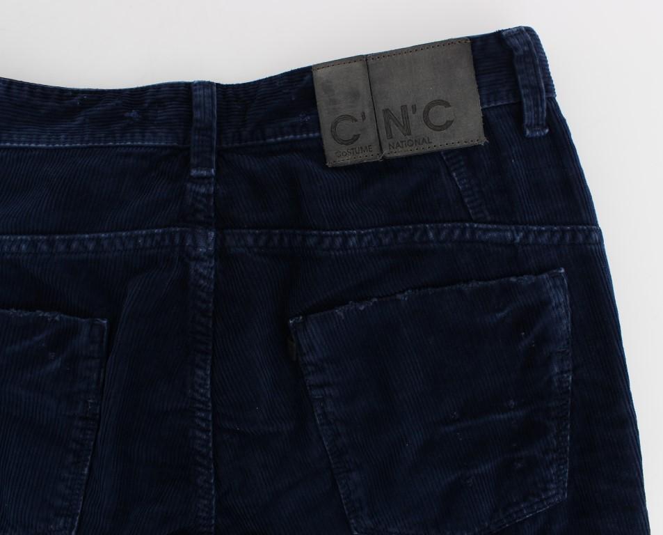 Blue Corduroy Slim Fit Pants Jeans