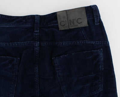 Blue Corduroy Slim Fit Pants Jeans