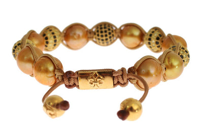Clear CZ Pearls Gold 925 Silver Bracelet