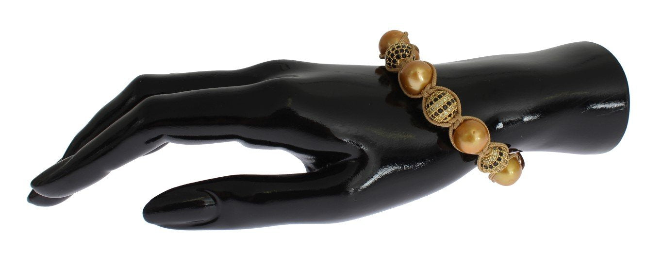 Clear CZ Pearls Gold 925 Silver Bracelet