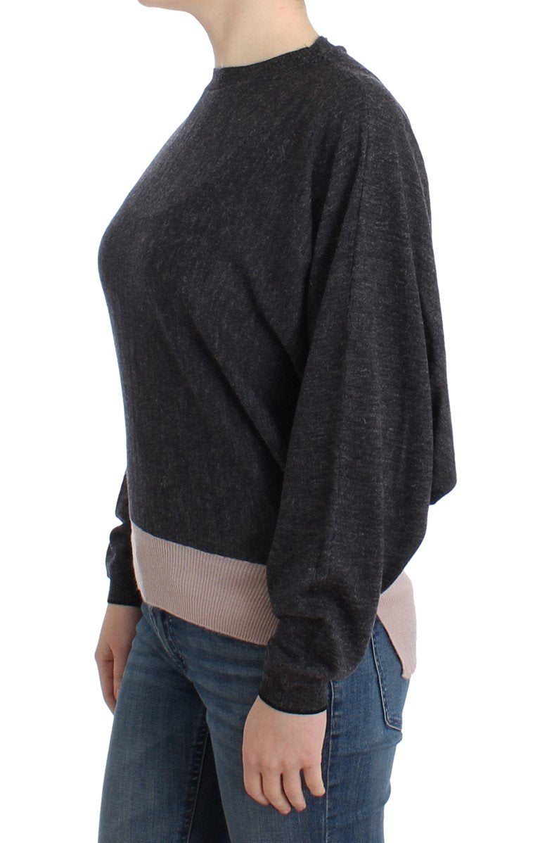 Gray knitted batwing sweater