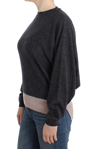 Gray knitted batwing sweater