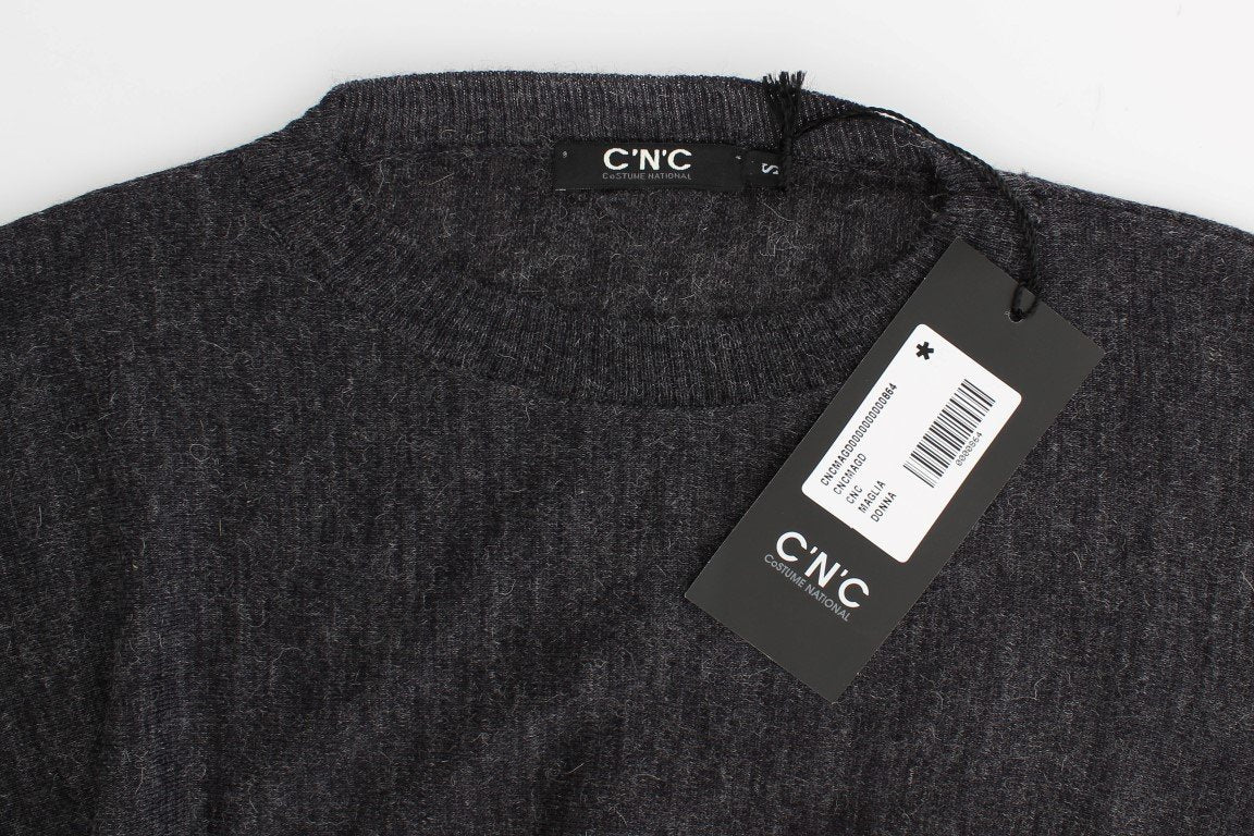 Gray knitted batwing sweater